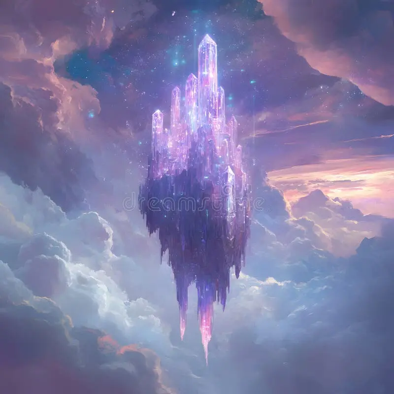 娱乐城紫色水晶城堡漂浮在梦幻天空